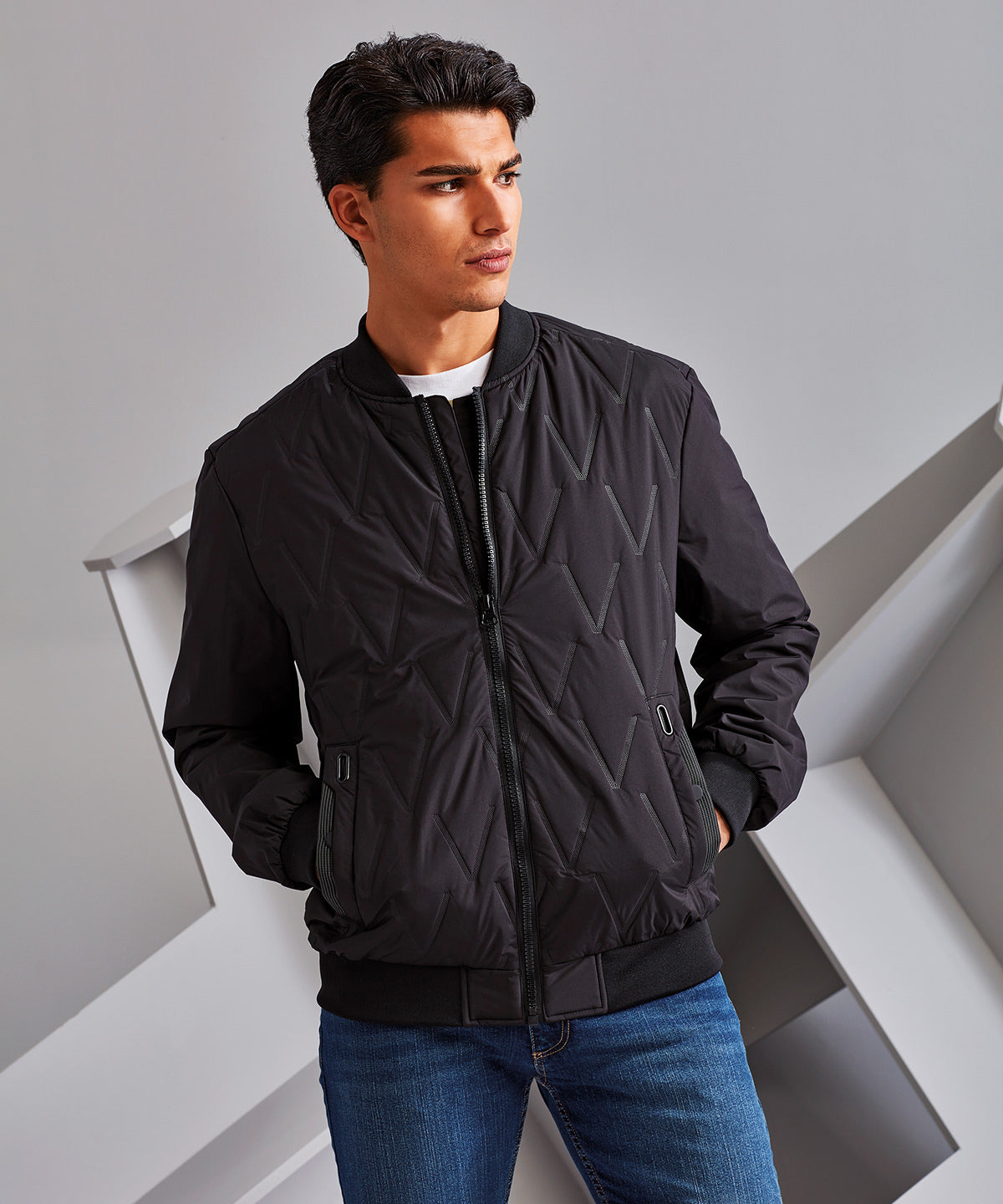 2786 Vector moulded bomber jacket in Black, lifestyle photo
