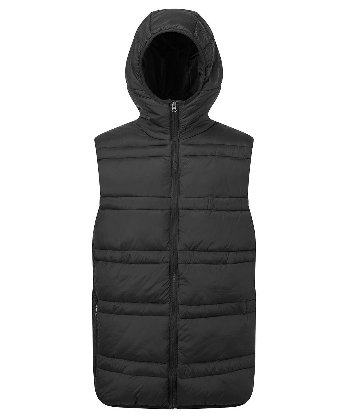 2786 Latitude hooded bodywarmer in Black, front view