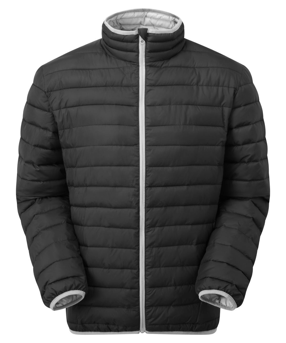 2786 Traverse padded jacket in Black/Light Grey, front view
