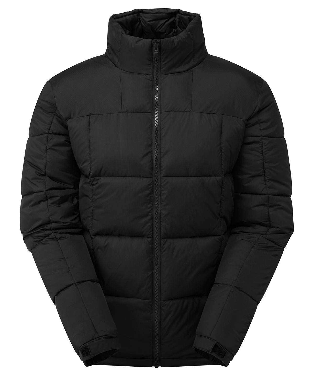 2786 Fourteener box quilt jacket in Black/Black, front view