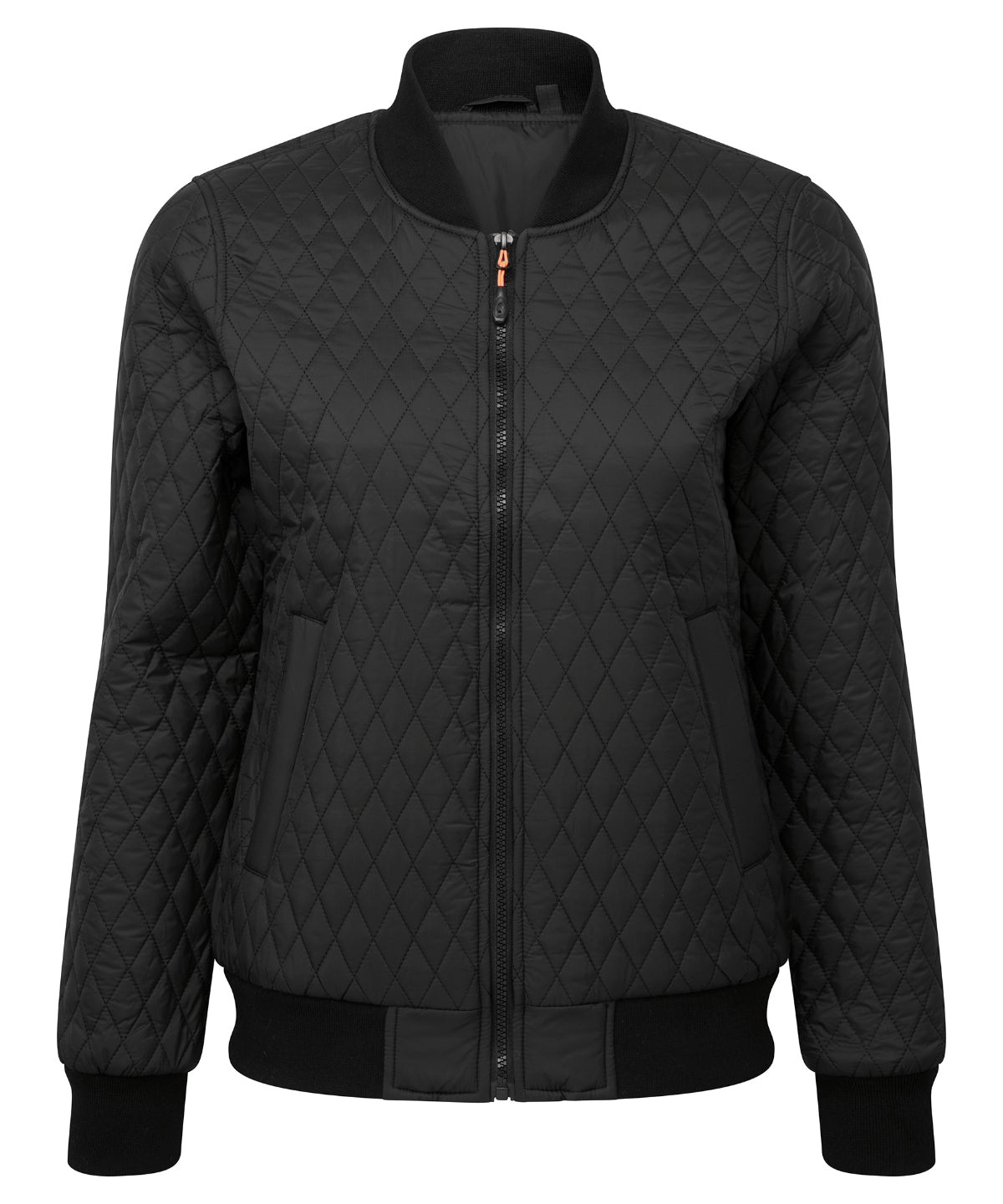 2786 Women's quilted flight jacket in Black, front view
