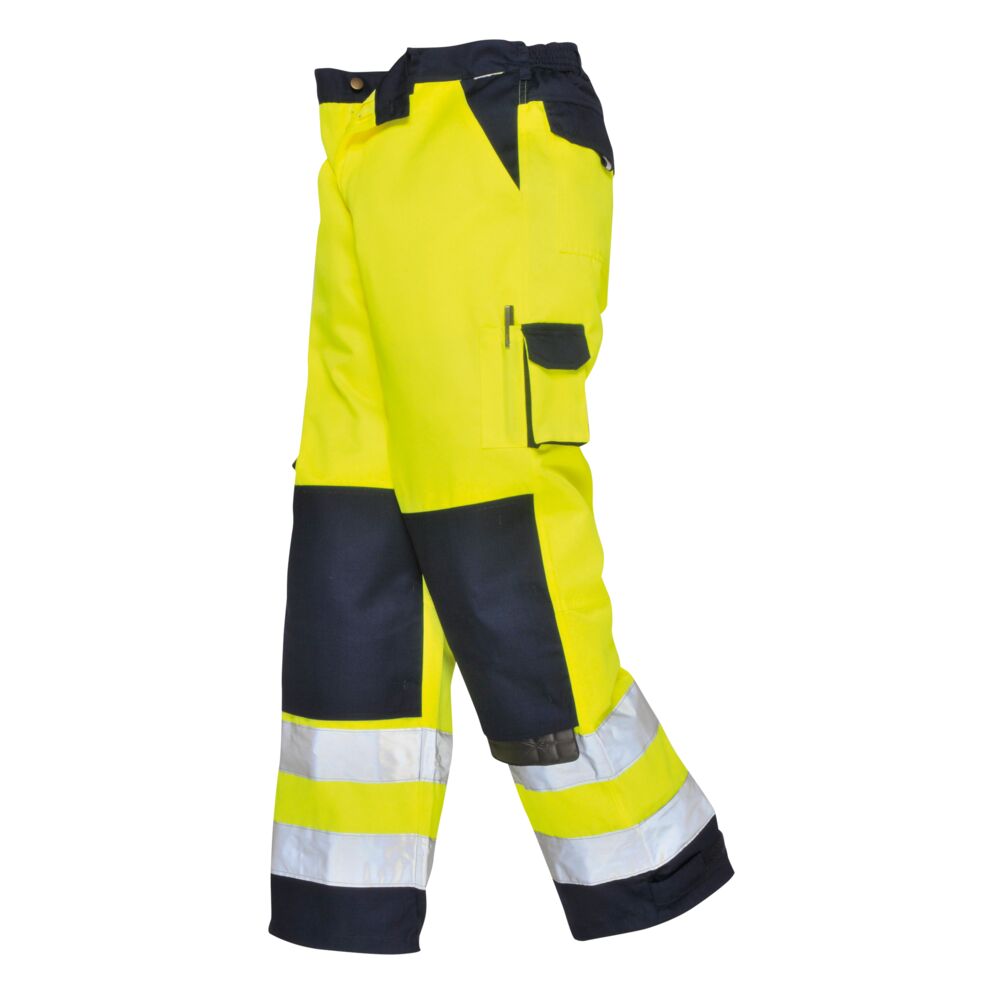 Portwest Lyon Hi-Vis Contrast Work Trousers in Yellow/Navy, image 2