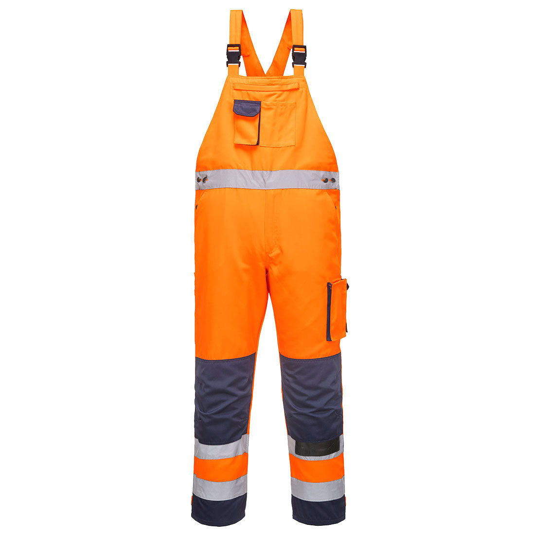 Portwest Dijon Hi-Vis Contrast Work Bib and Brace in Orange/Navy, main product image