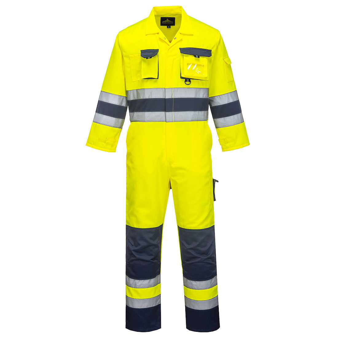 Portwest Nantes Hi-Vis Contrast Work Coverall in Yellow/Navy, image 2
