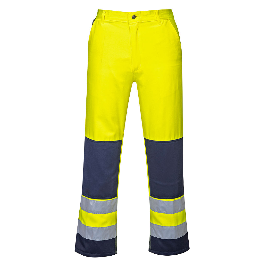 Portwest Seville Hi-Vis Contrast Work Trousers in Yellow/Navy, image 2