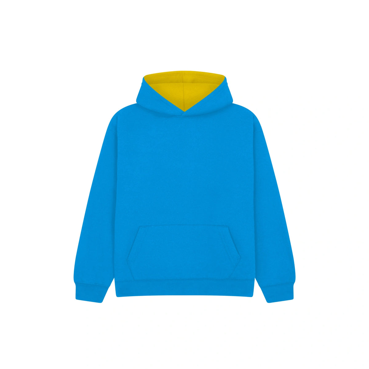 Cotton Ridge W73K Eclipse Premium kids contrast hoodie in Turquoise / Yellow