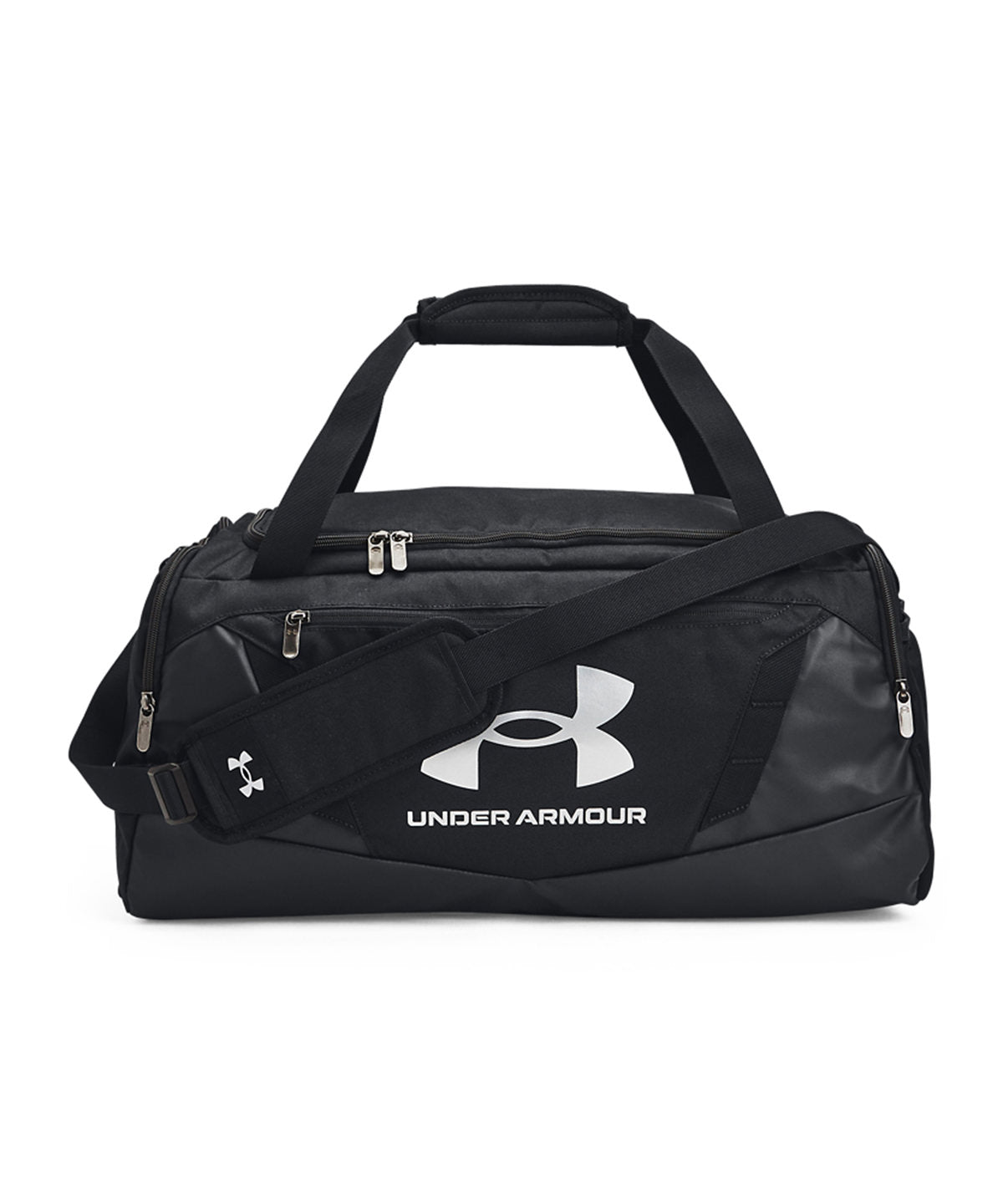 Under Armour UA Undeniable 5.0 duffle small in Black/Black/Metallic Silver, front view