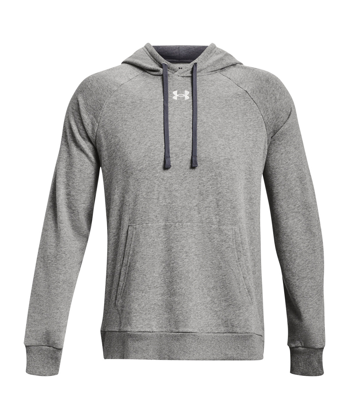 Under Armour UA Rival fleece hoodie in Castlerock Light Heather, front view