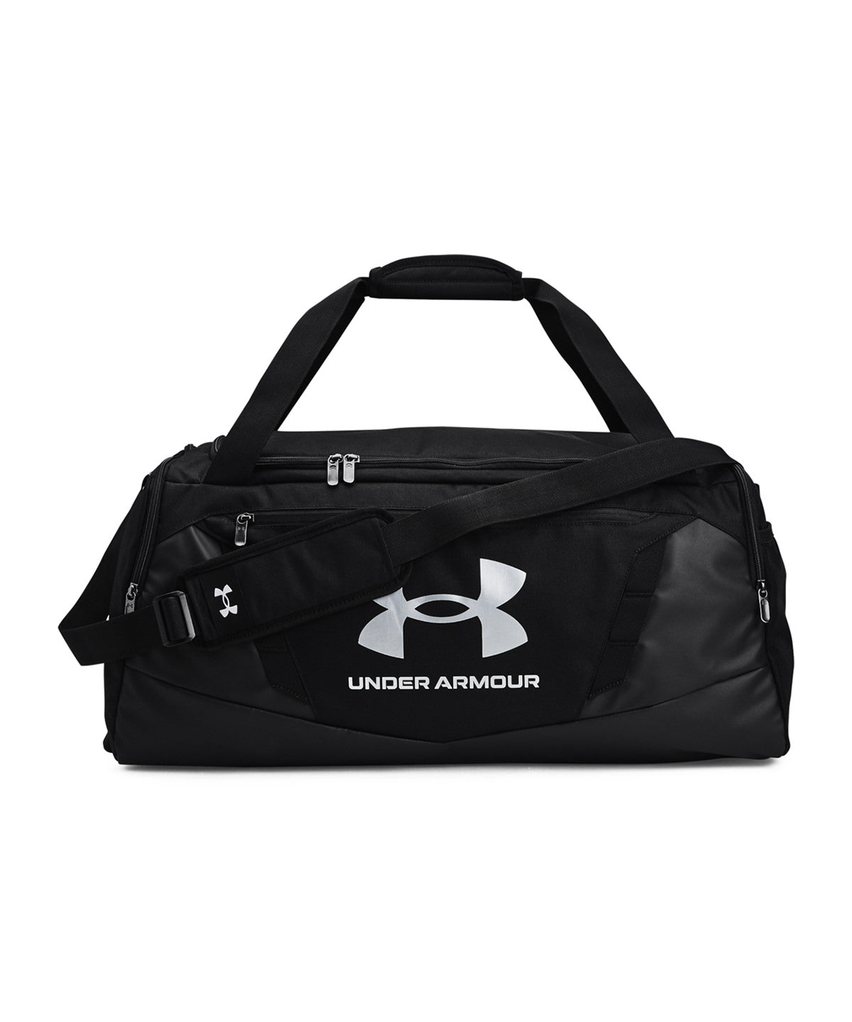 Under Armour UA Undeniable 5.0 MD duffle bag in Black/Silver, front view