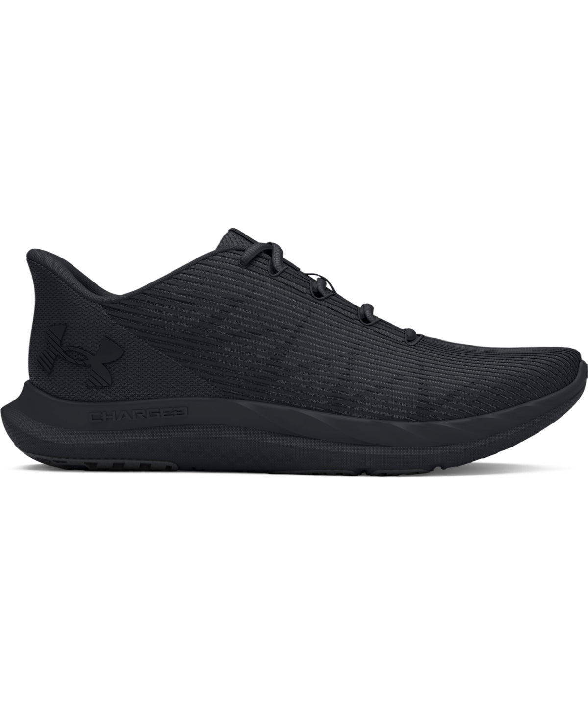 Under Armour UA Charged Speed Swift in Black/Black/Black, front view