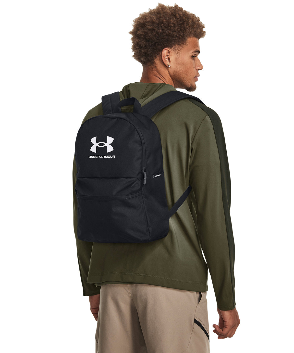 Under Armour UA Loudon lite backpack in Black/White, lifestyle photo