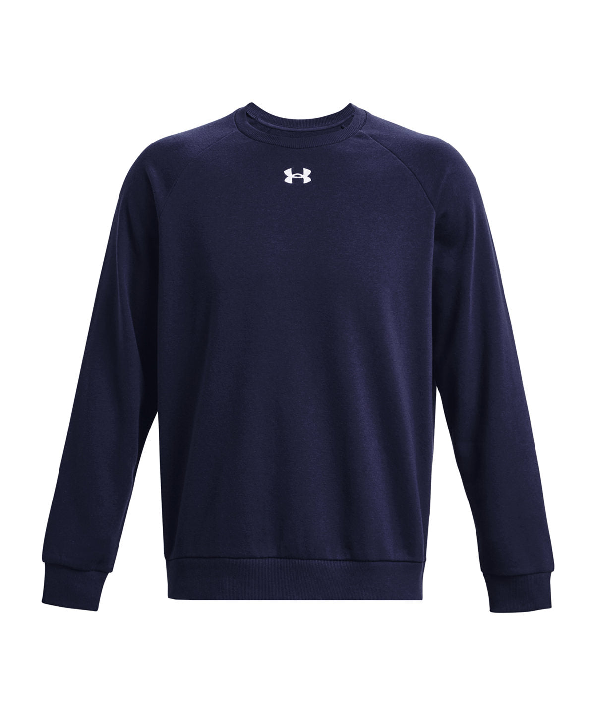 Under Armour UA Rival fleece crew in Midnight Navy/White, front view