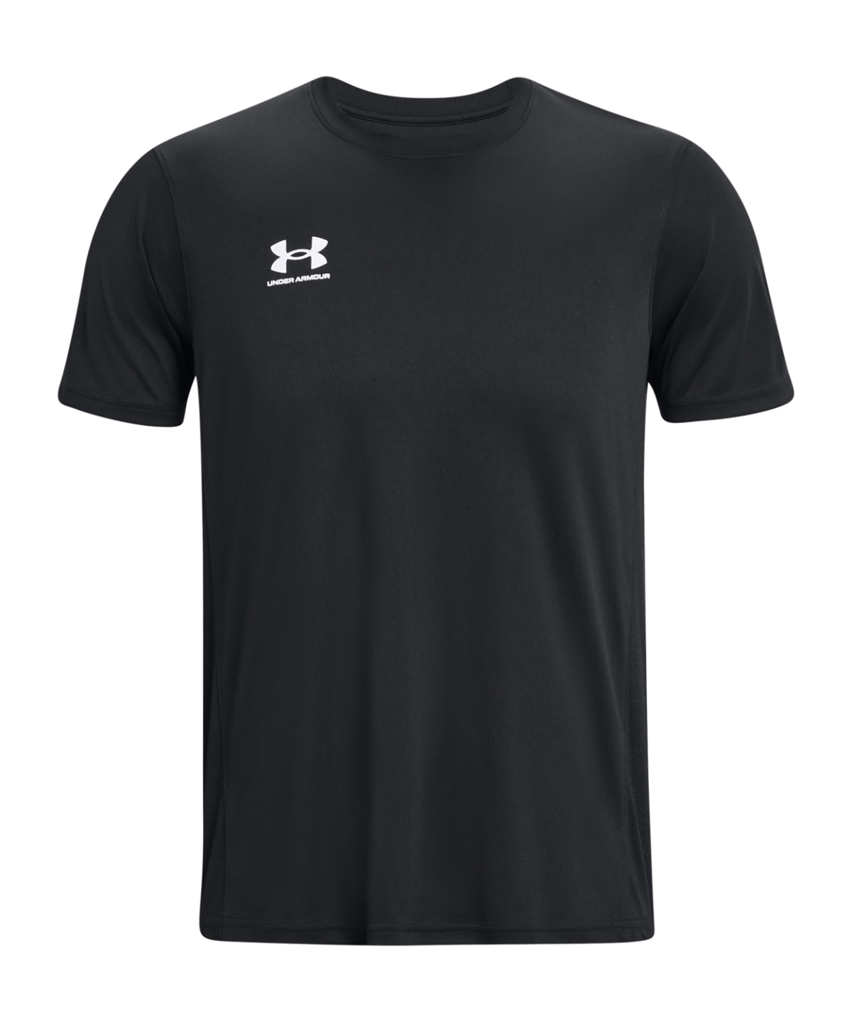 Under Armour Men's UA Challenger Training Short Sleeve in Black/White, front view