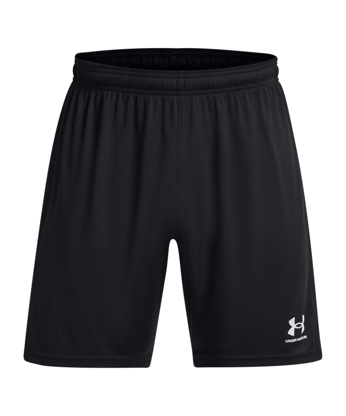 Under Armour Men's UA Challenger Knit Shorts in Black/White, front view