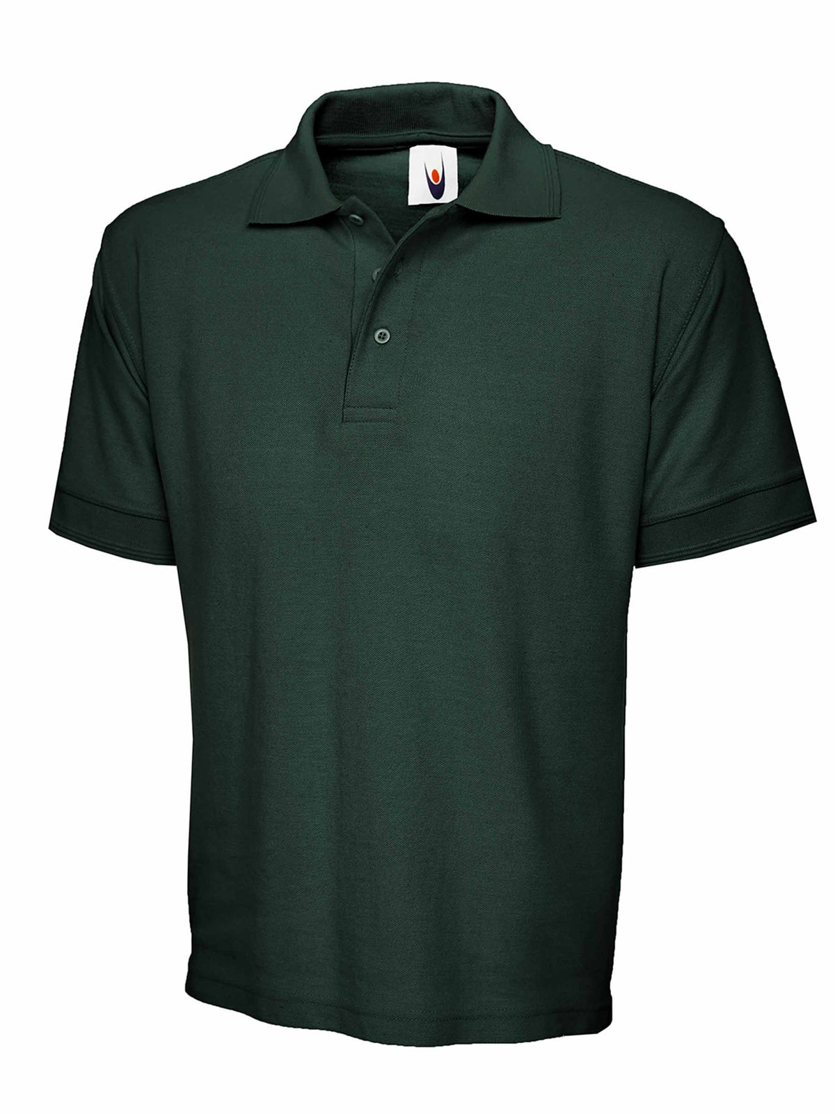 Uneek Heavyweight Cotton Poloshirt in Bottle Green, front view