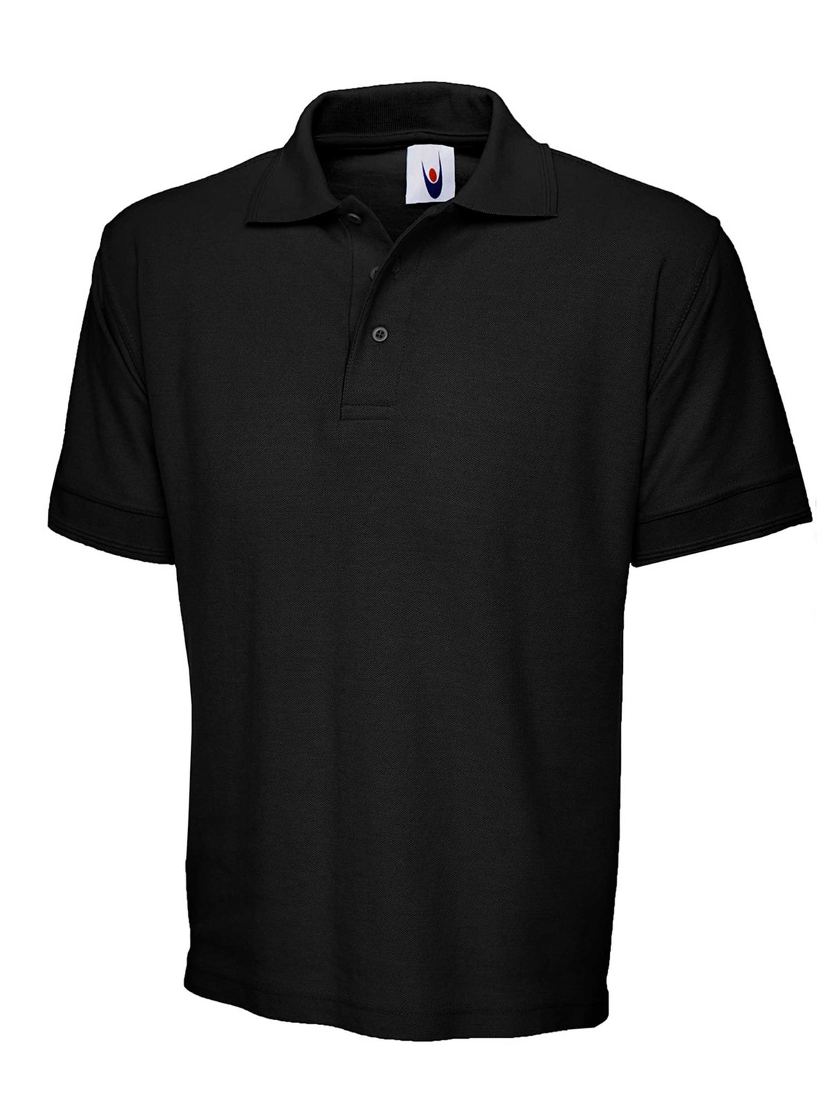 Uneek Heavyweight Cotton Poloshirt in Black, back view