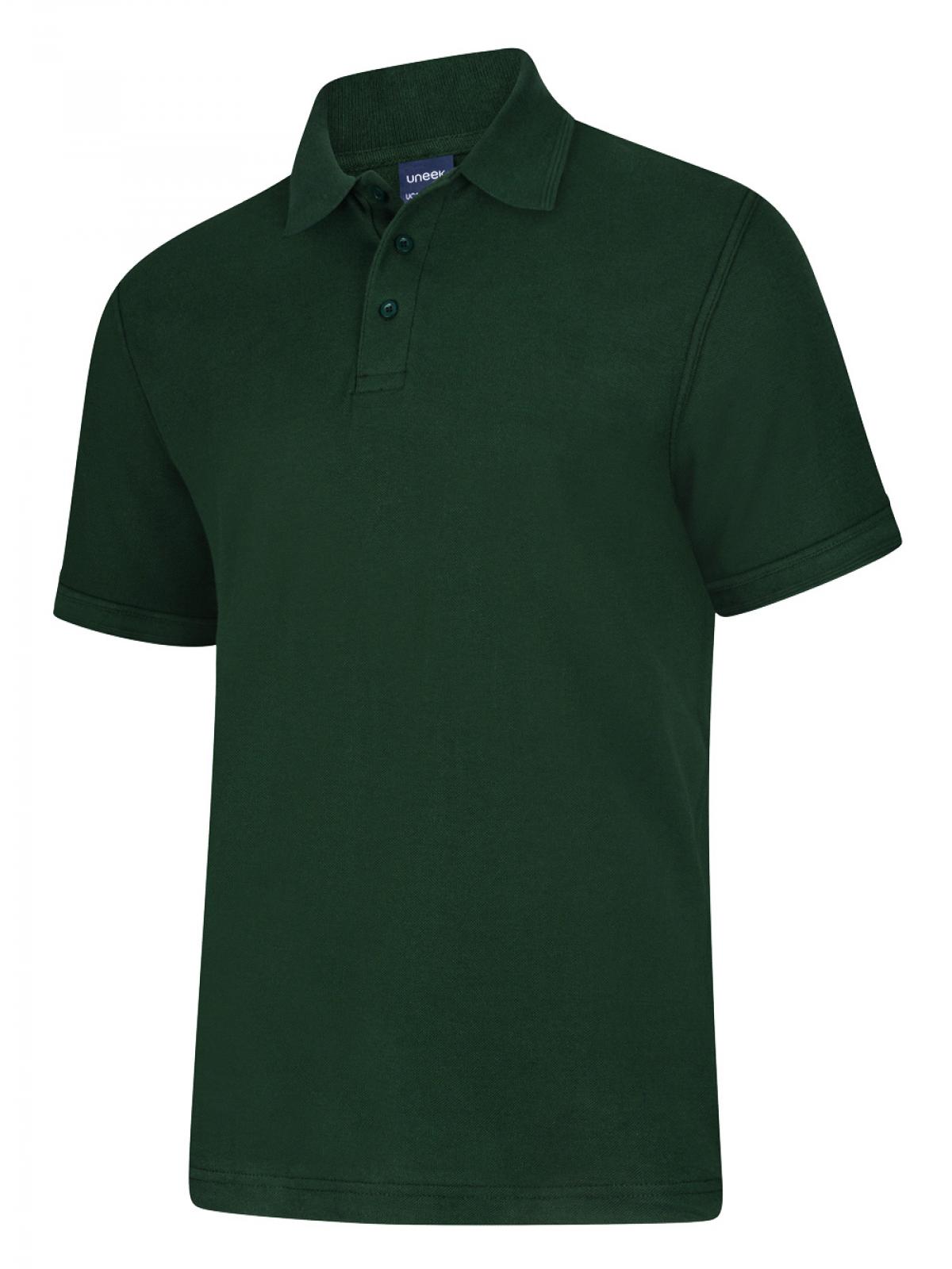 Uneek Deluxe Poloshirt in Bottle Green, front view