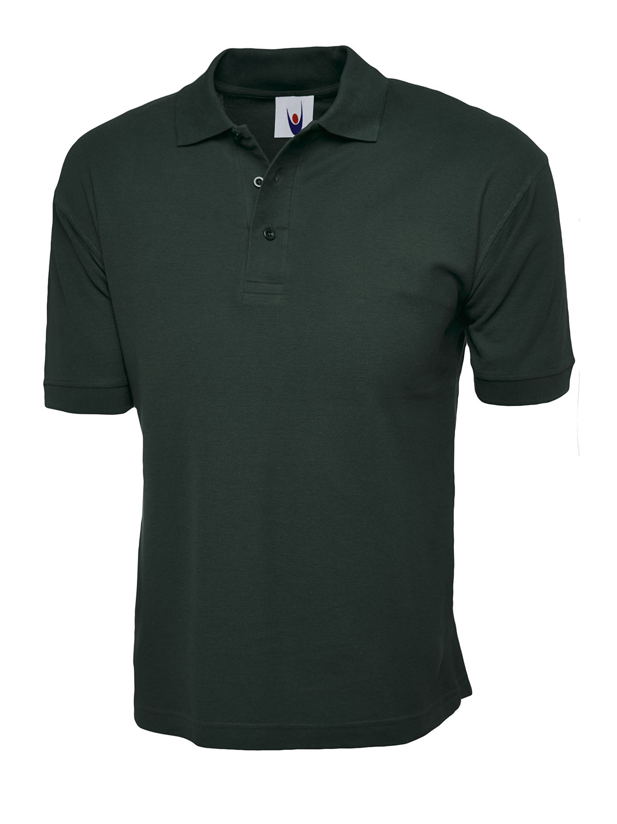 Uneek Classic Cotton Poloshirt in Bottle Green, front view