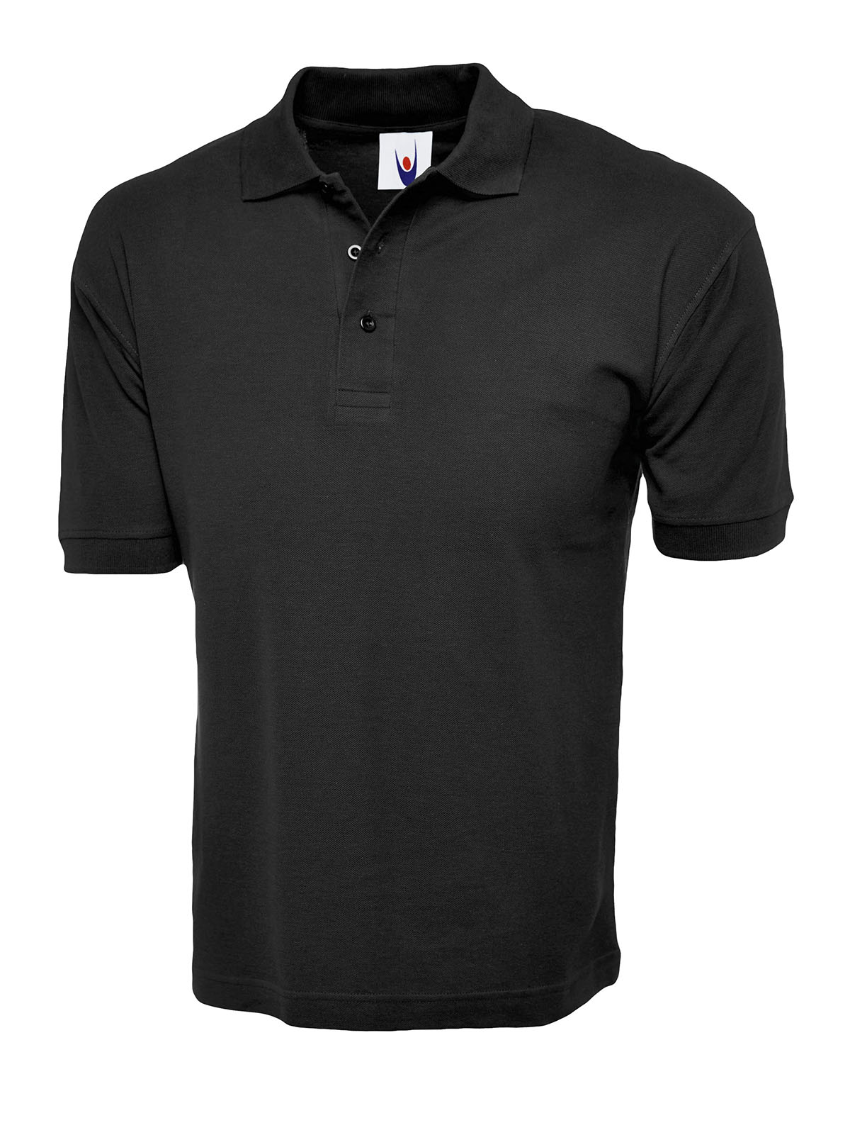 Uneek Classic Cotton Poloshirt in Black, back view