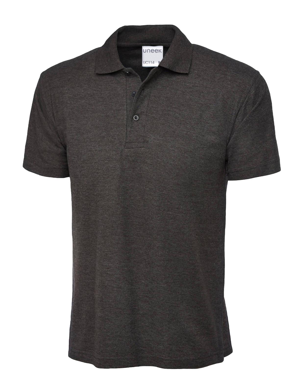 Uneek Mens Active Cotton Poloshirt in Charcoal
