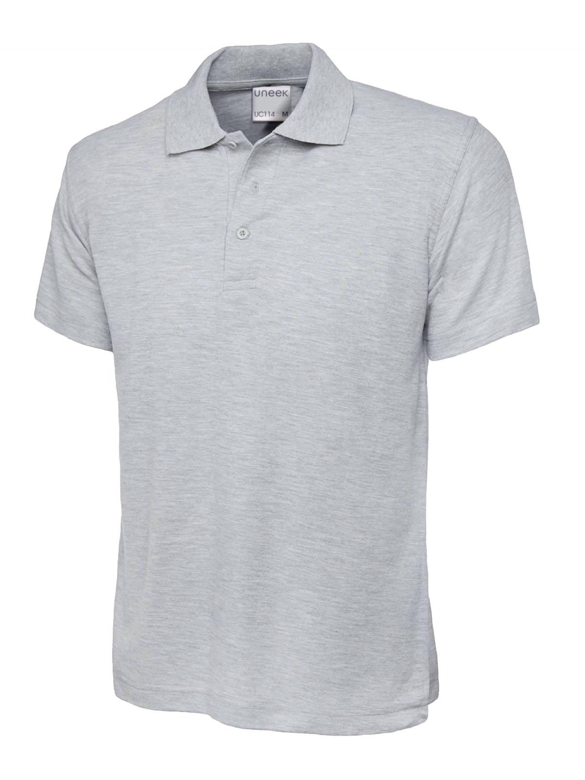 Uneek Mens Active Cotton Poloshirt in Heather Grey