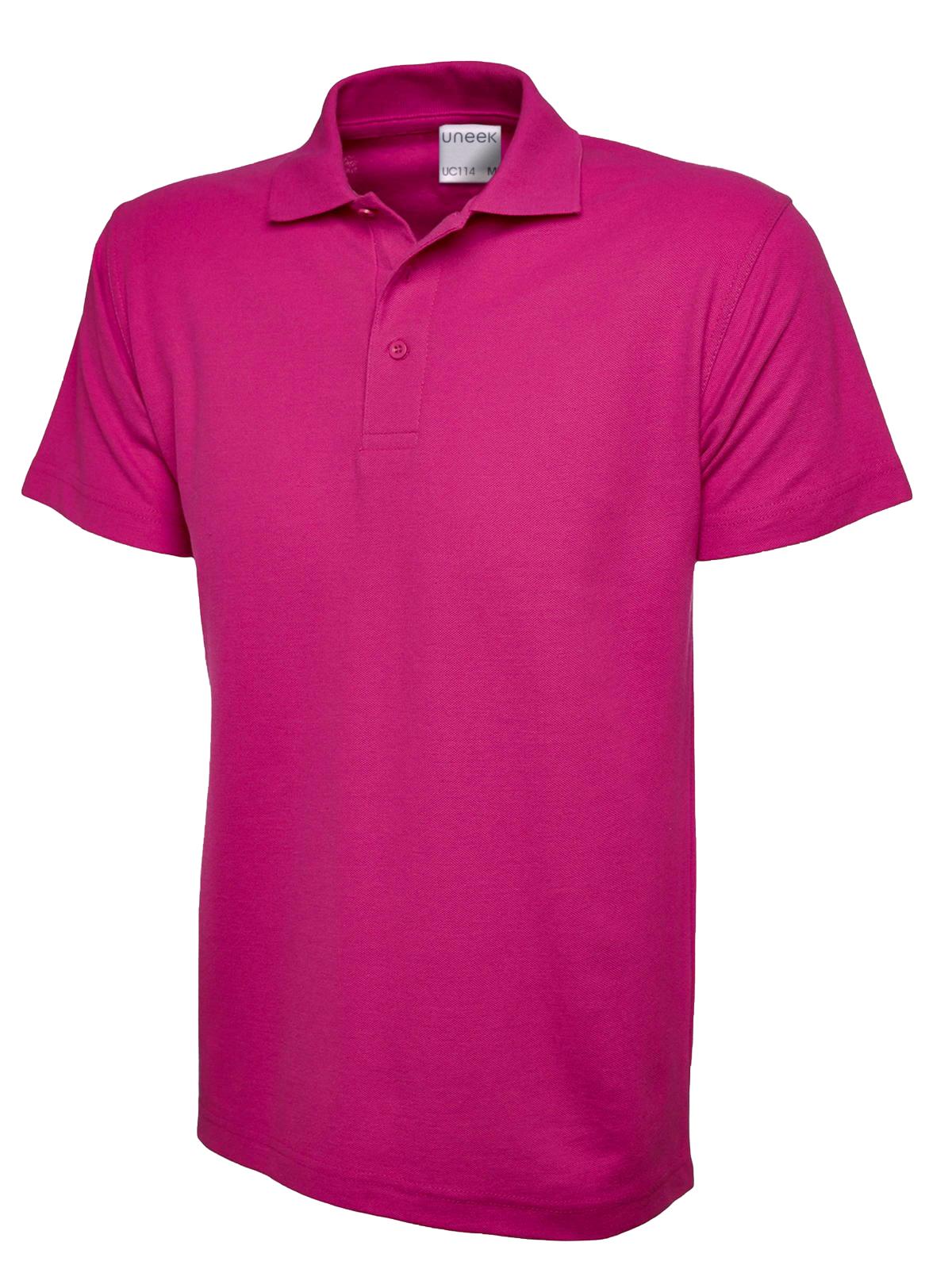 Uneek Mens Active Cotton Poloshirt in Hot Pink