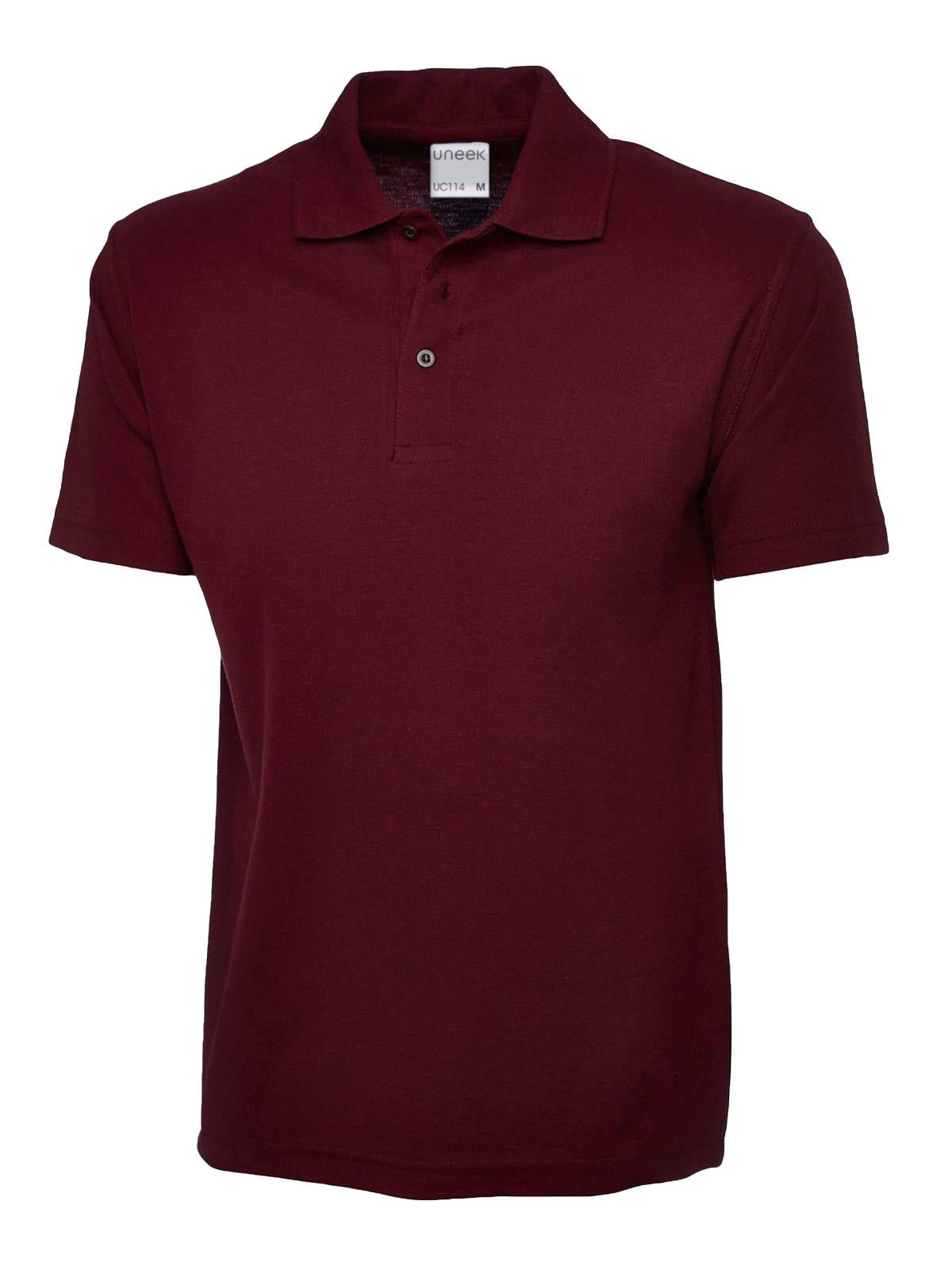 Uneek Mens Active Cotton Poloshirt in Maroon