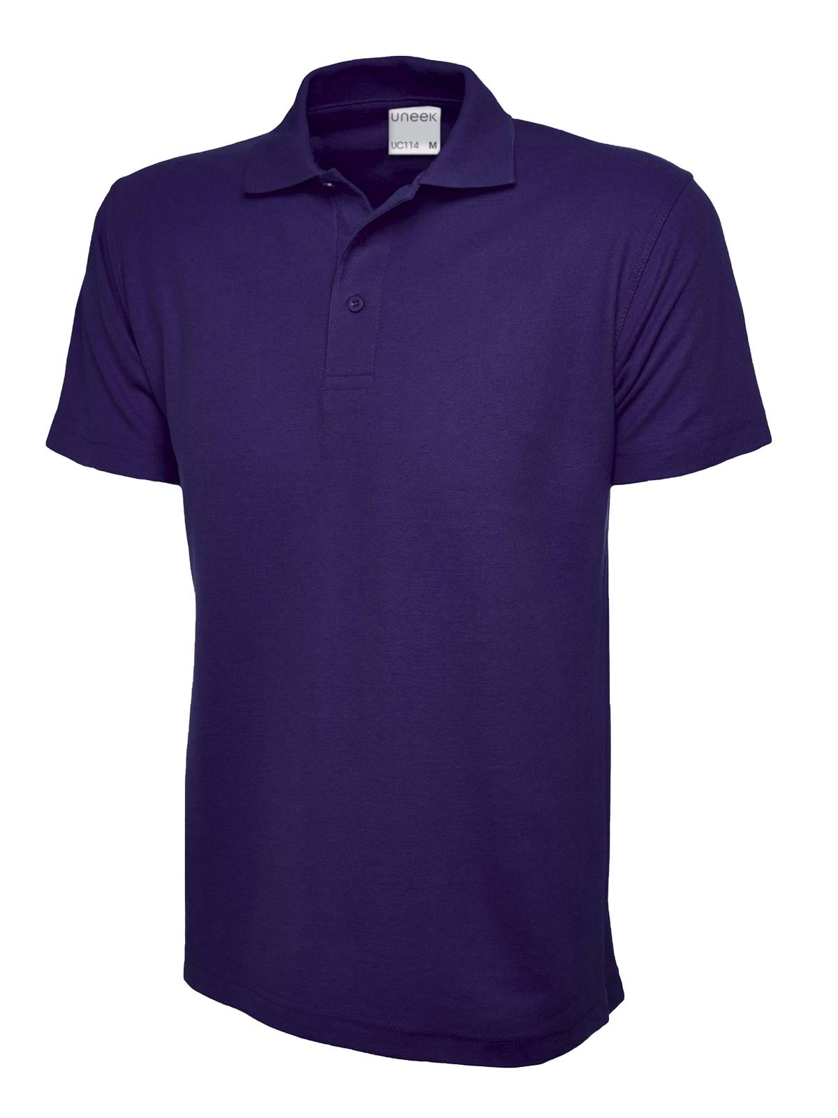 Uneek Mens Active Cotton Poloshirt in Purple
