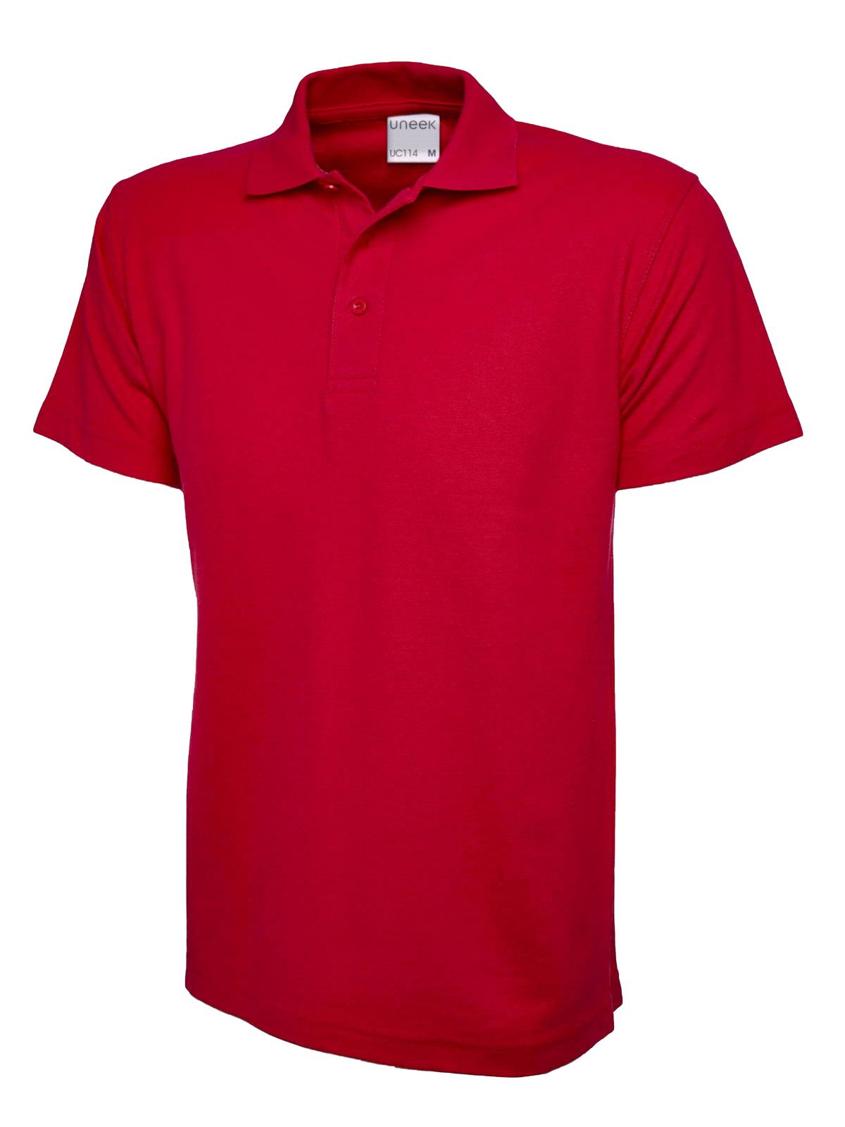 Uneek Mens Active Cotton Poloshirt in Red