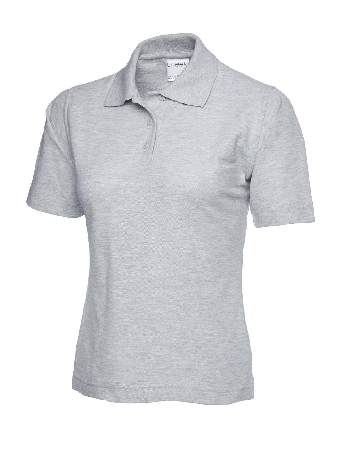 Uneek Ladies Active Cotton Poloshirt in Heather Grey