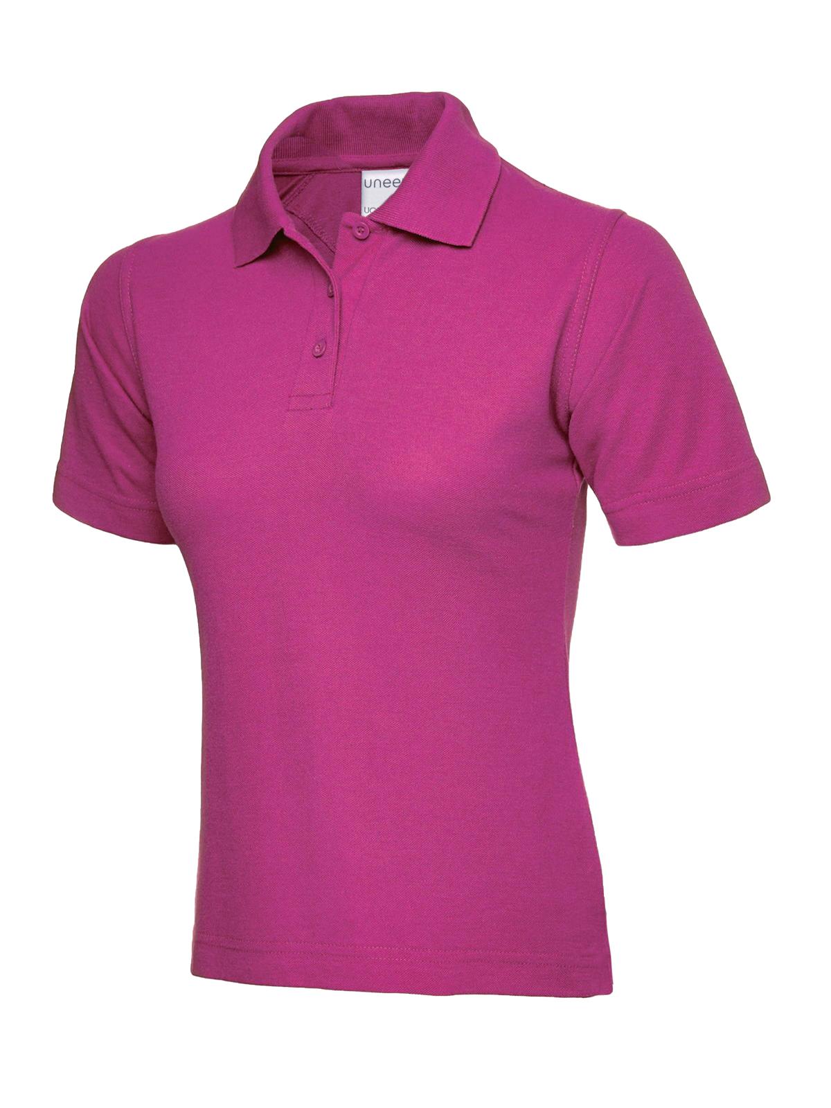 Uneek Ladies Active Cotton Poloshirt in Hot Pink