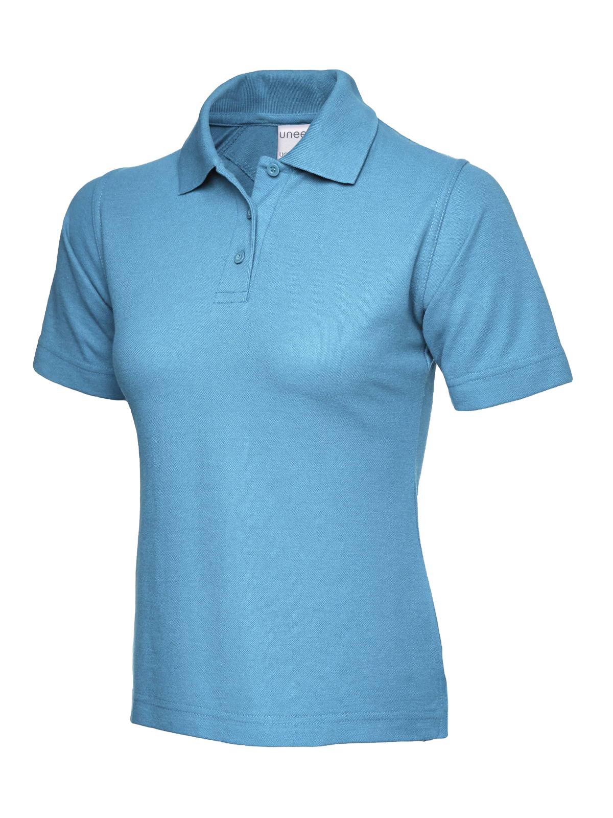 Uneek Ladies Active Cotton Poloshirt in Sky