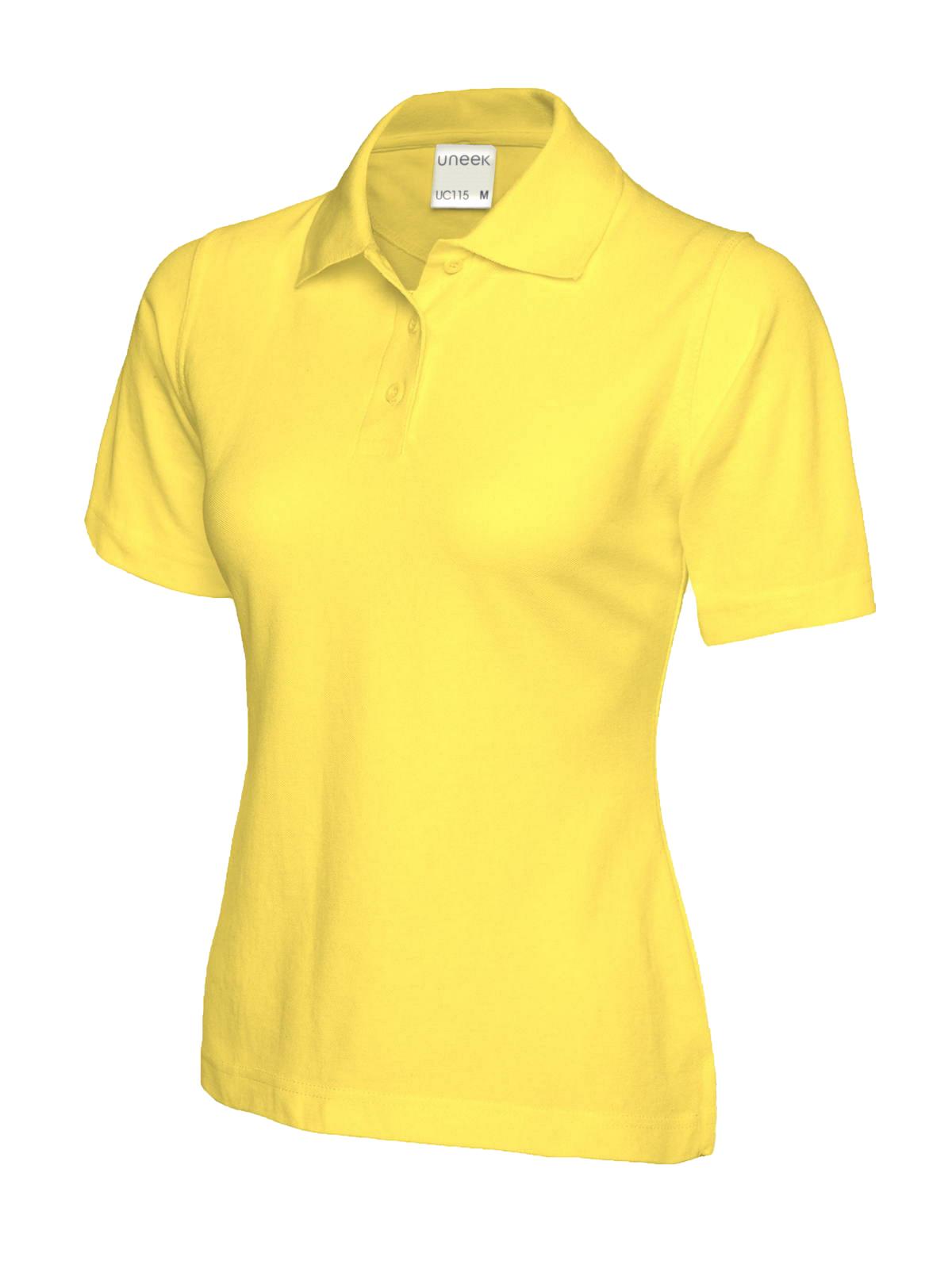 Uneek Ladies Active Cotton Poloshirt in Yellow