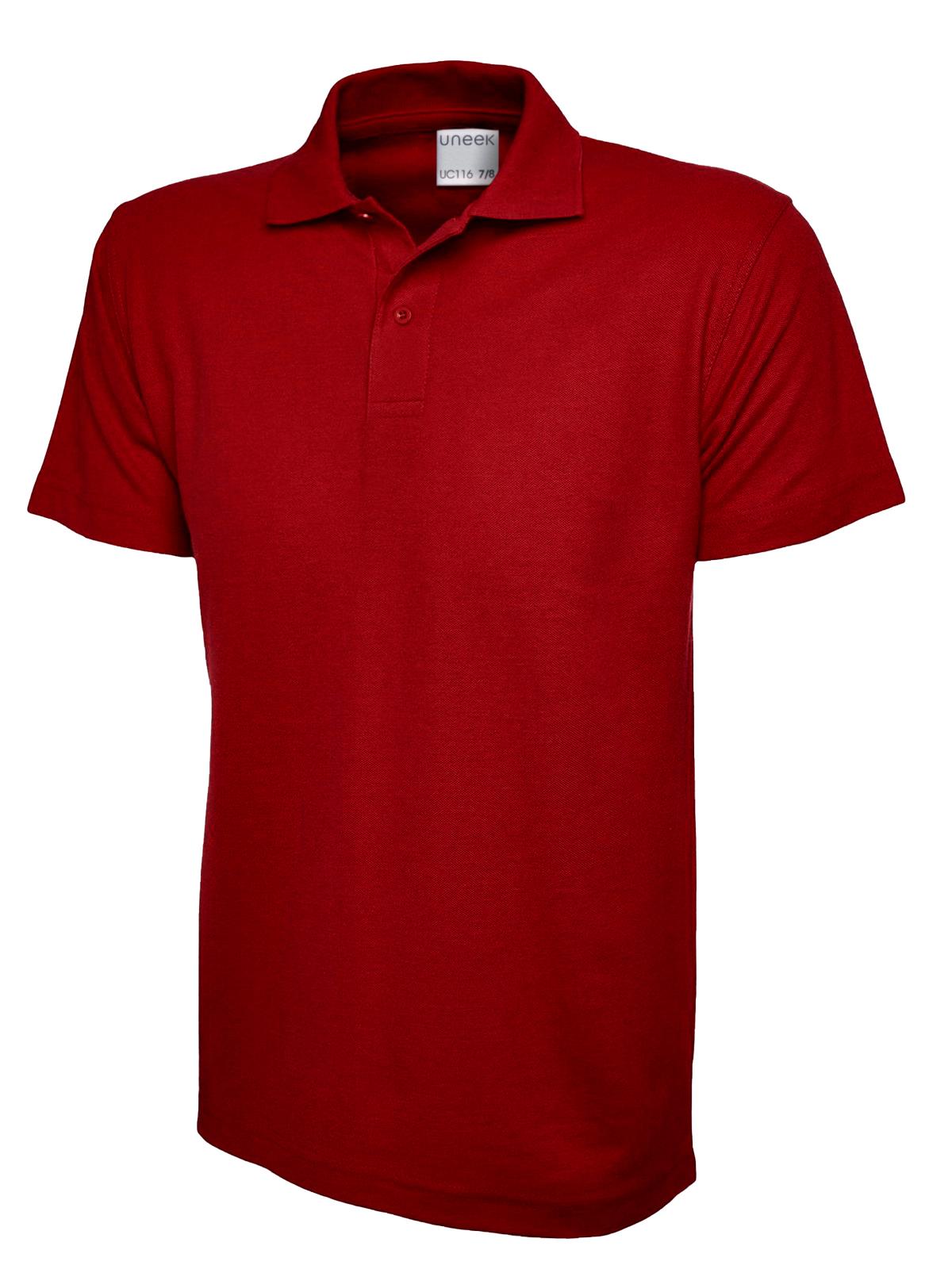 Uneek Childrens Active Cotton Poloshirt in Red