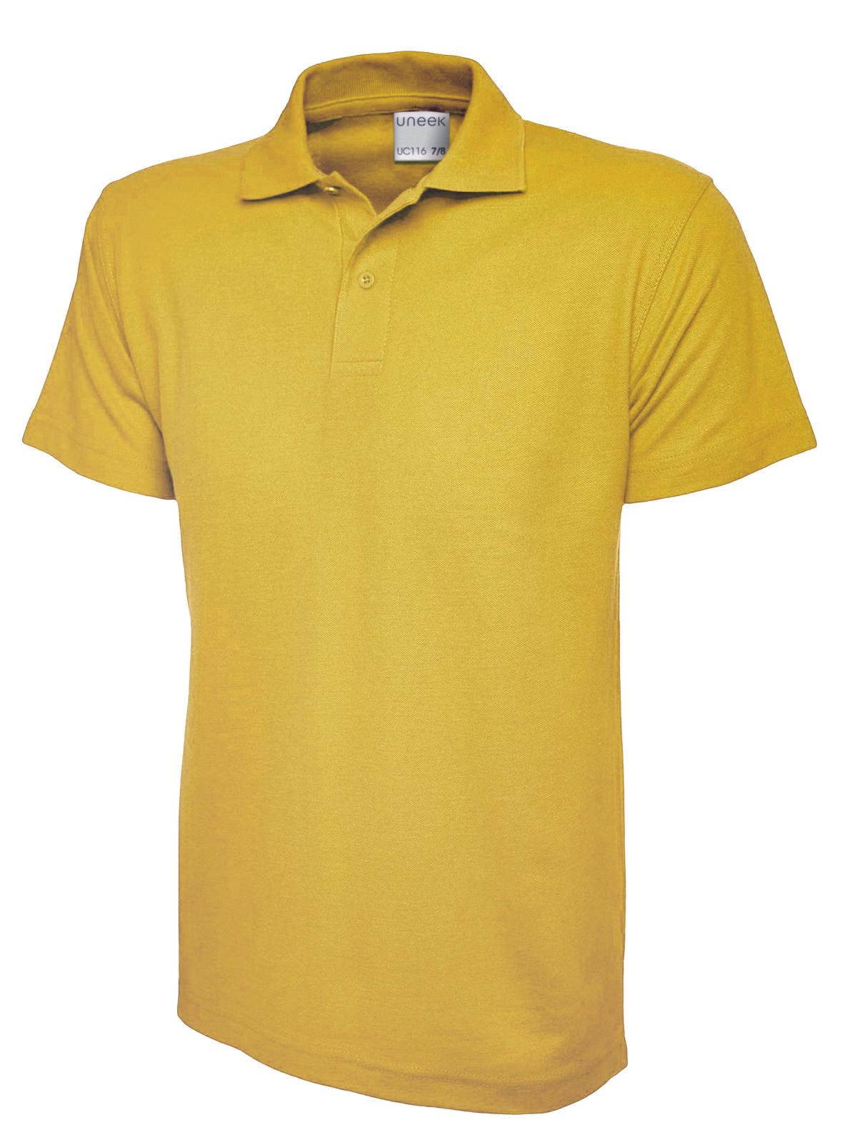 Uneek Childrens Active Cotton Poloshirt in Yellow