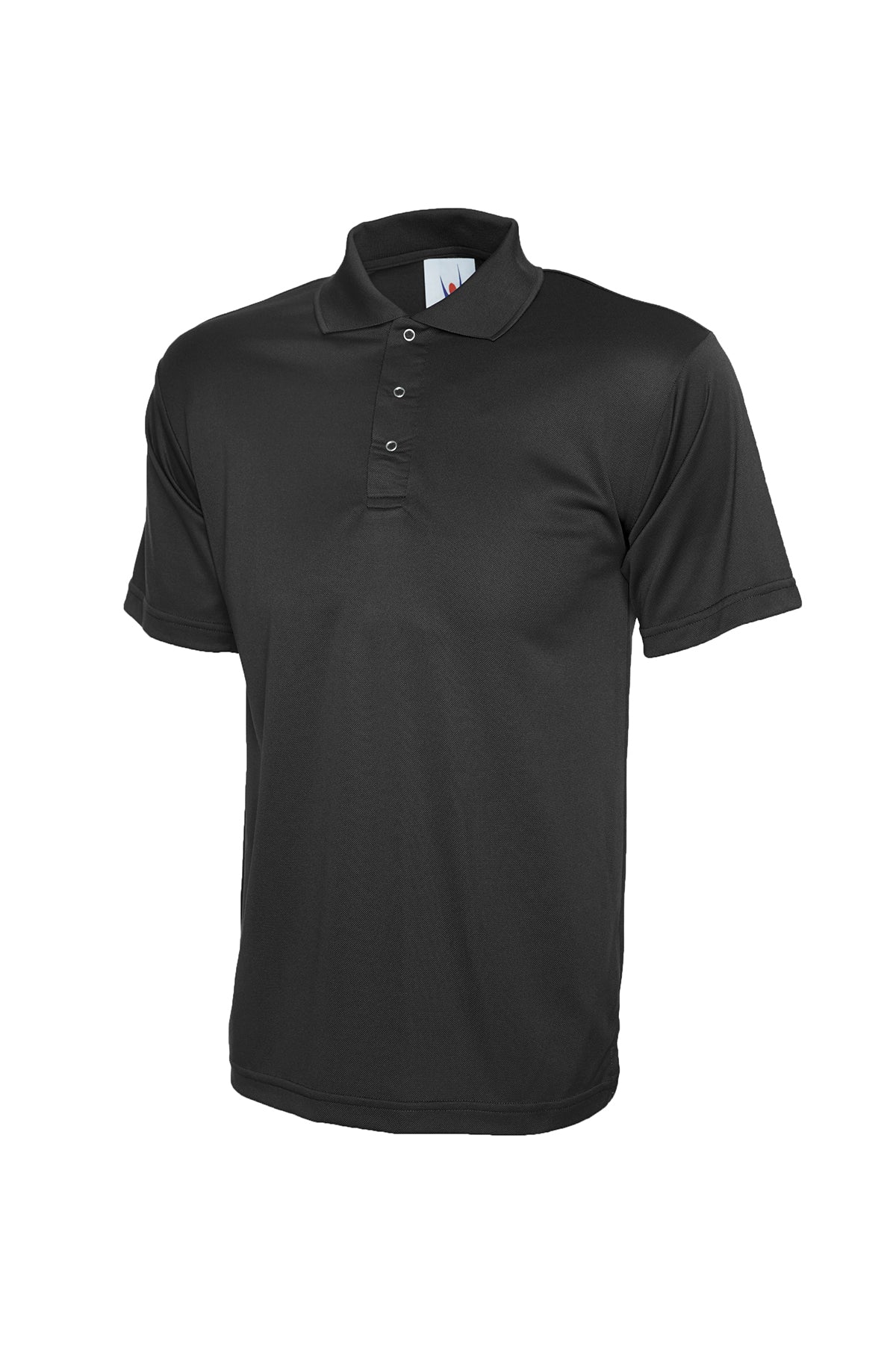 Uneek Processable Poloshirt in Black, back view