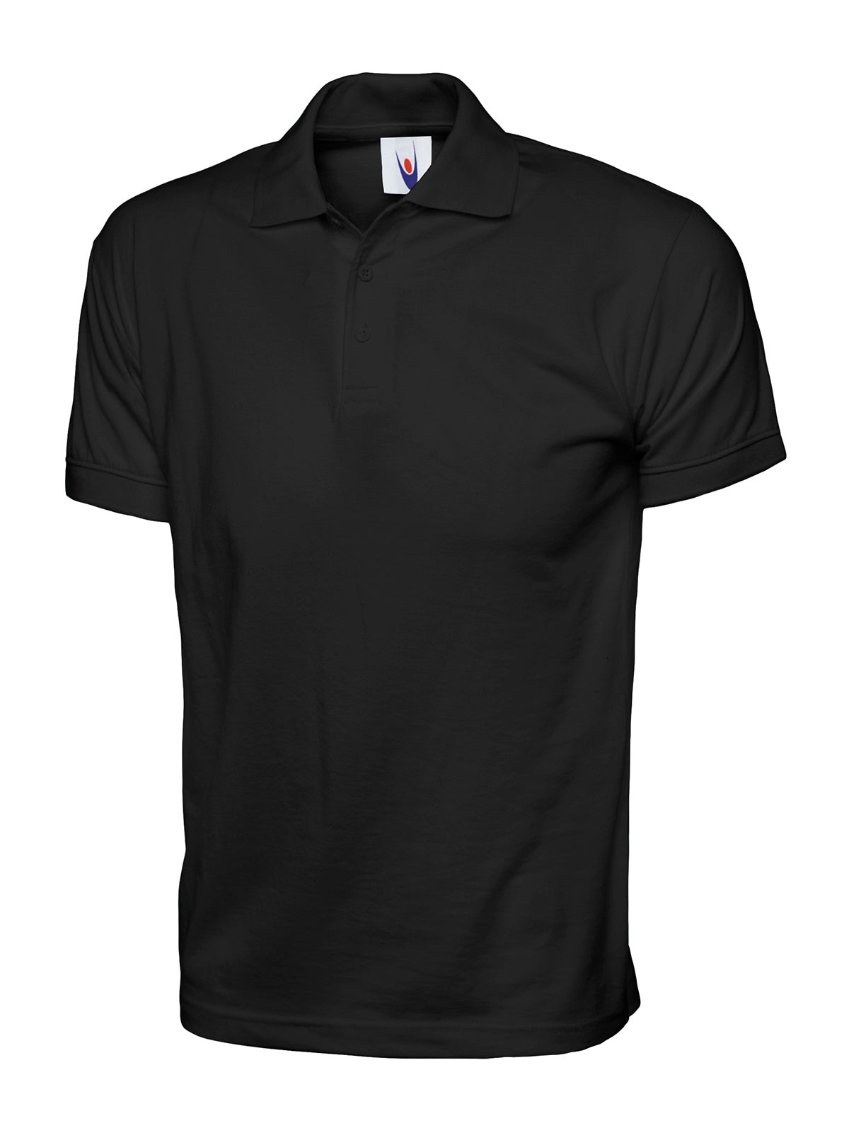 Uneek Jersey Poloshirt in Black, back view