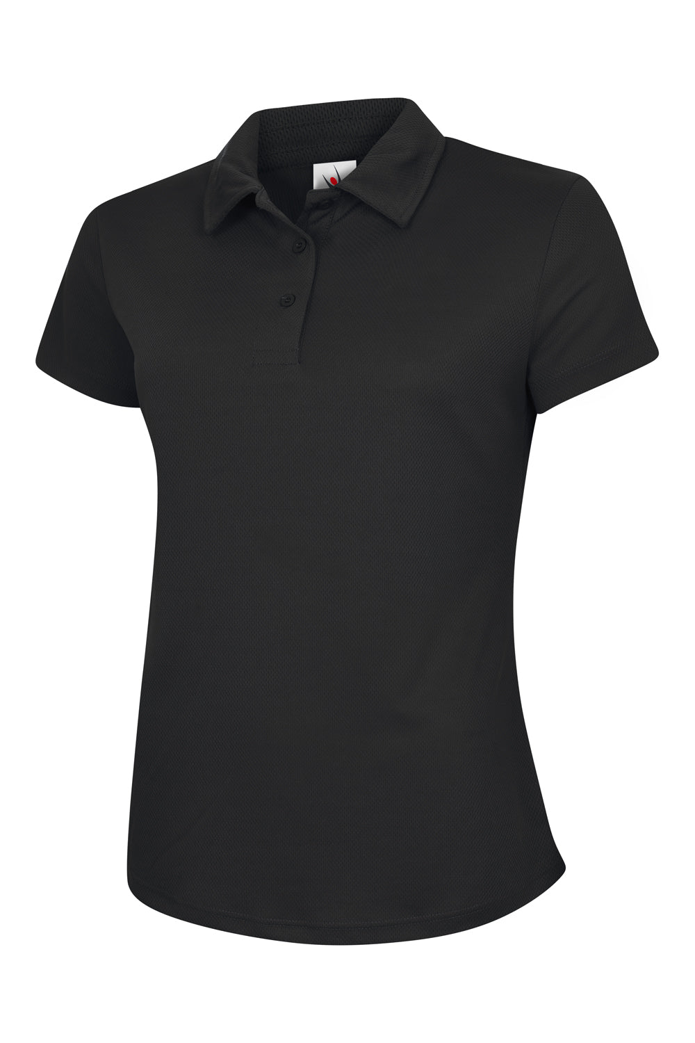 Uneek Ladies Ultra Cool Poloshirt in Black, back view