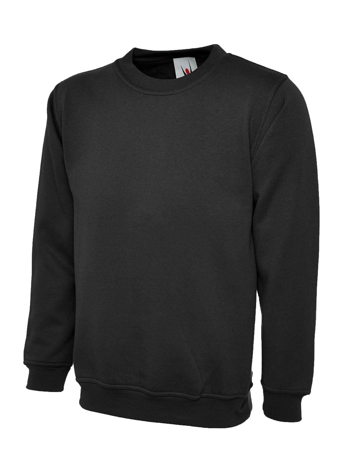 Uneek Heavyweight Sweatshirt in Black, back view