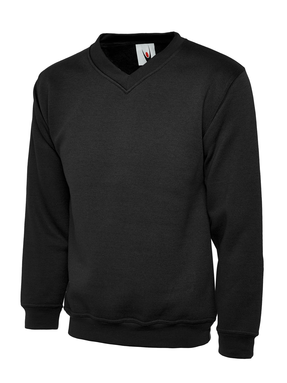 Uneek Childrens Classic V-Neck Sweatshirt in Black, back view