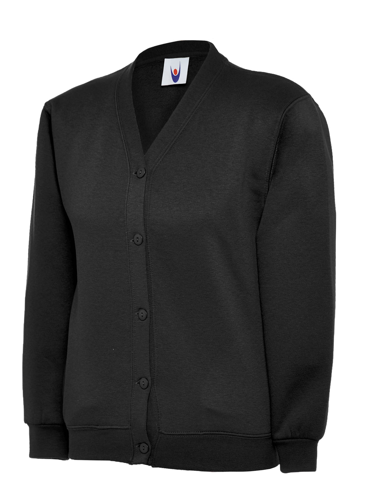 Uneek Childrens Classic Cardigan in Black, back view
