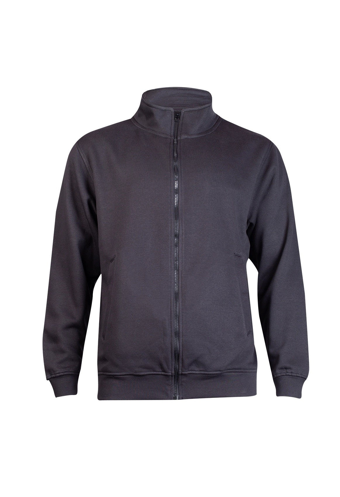Uneek Deluxe Unisex Sweat Jacket in Black, front view