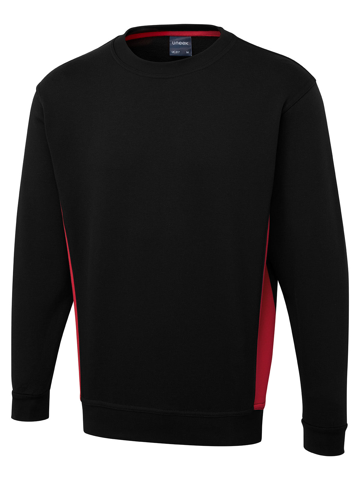 Uneek Two Tone Crew Neck Sweatshirt in Black/Red