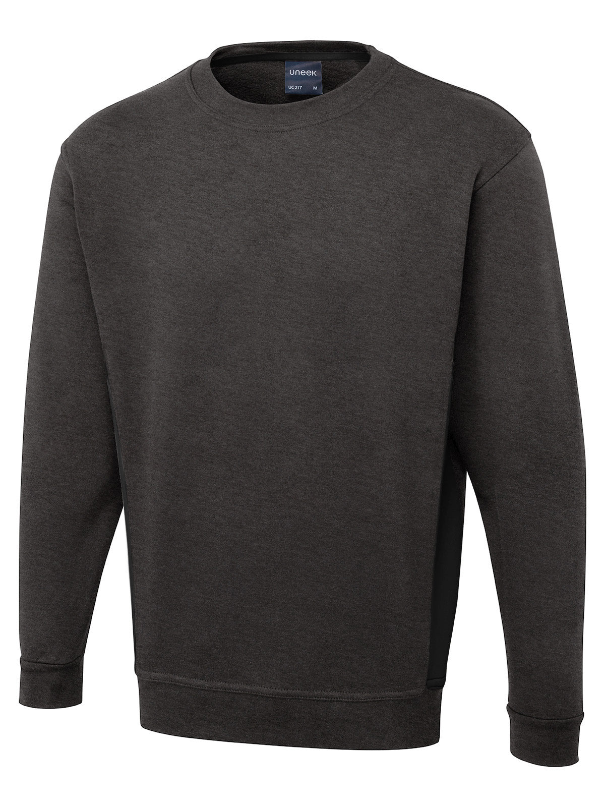 Uneek Two Tone Crew Neck Sweatshirt in Charcoal/Black