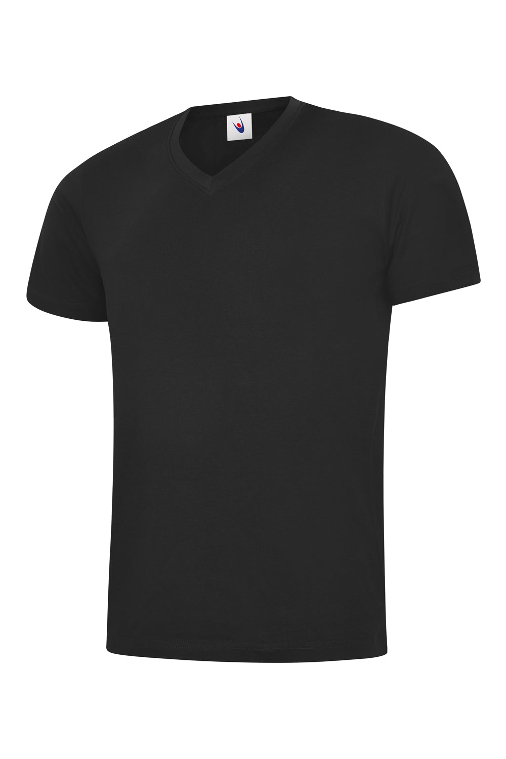 Uneek Classic V Neck T-shirt in Black, back view