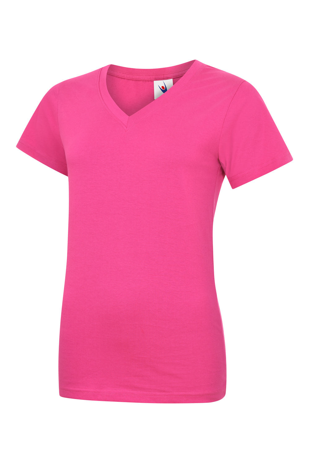 Uneek Ladies Classic V-Neck T-Shirt in Hot Pink