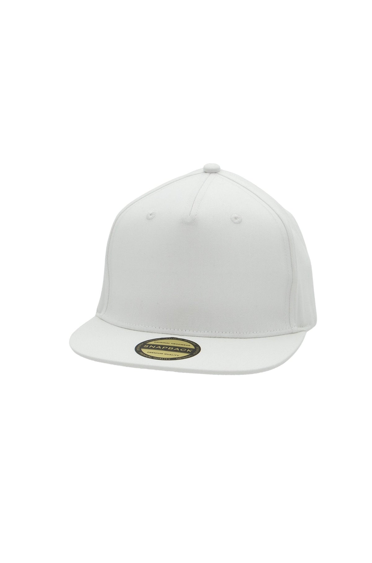 Uneek Original Snapback 5 Panel Cap in White, front view