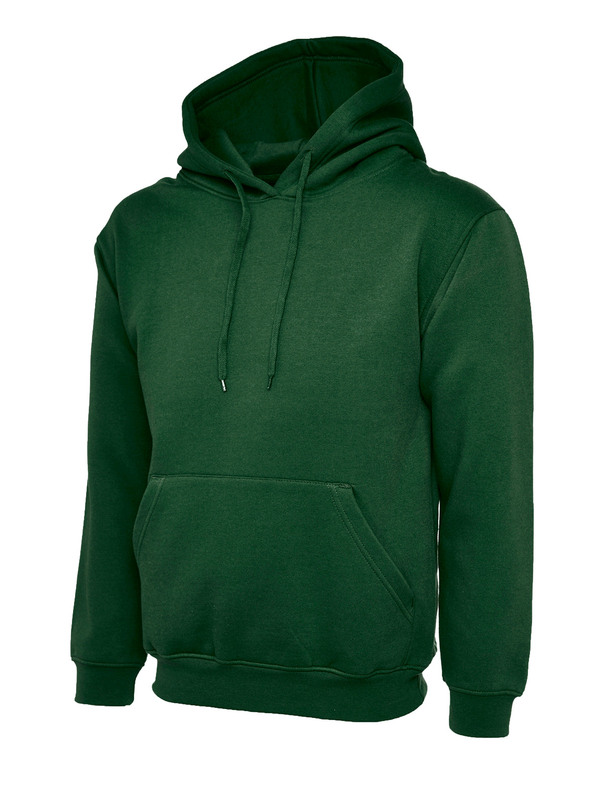Uneek Classic Hooded Sweatshirt in Bottle Green, front view