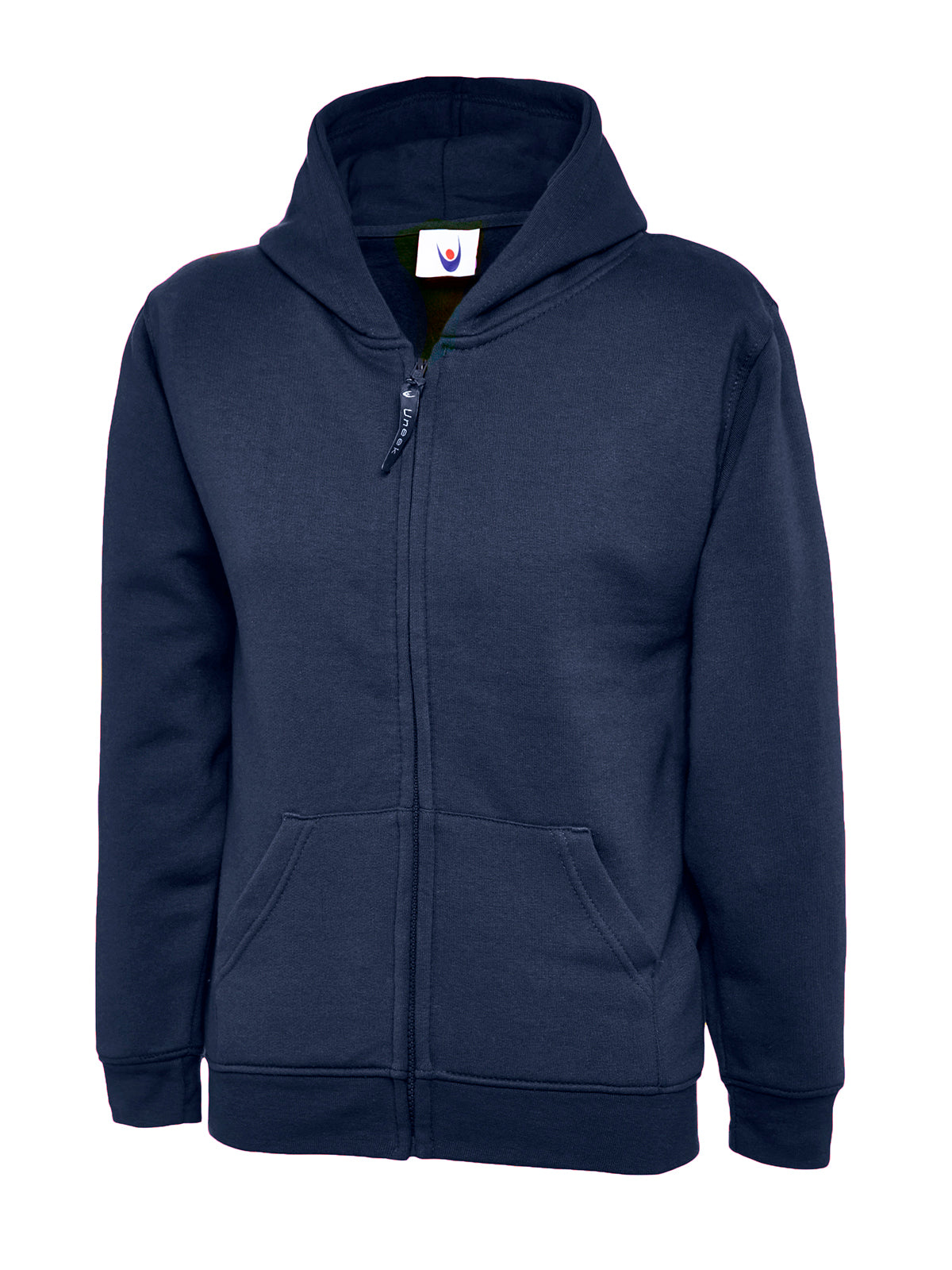 Uneek Childrens Classic Full Zip Hooded Sweatshirt in Navy