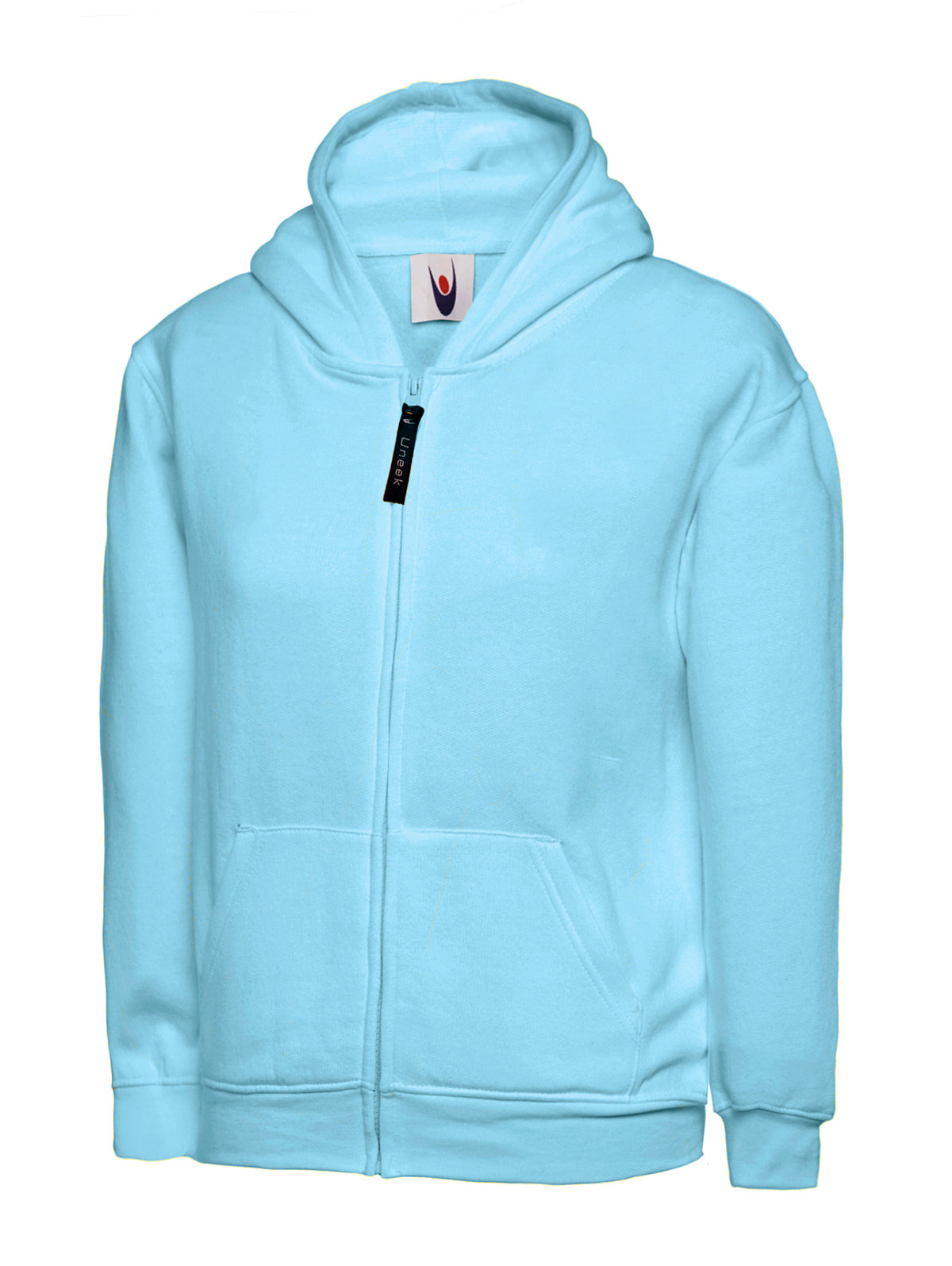 Uneek Childrens Classic Full Zip Hooded Sweatshirt in Sky